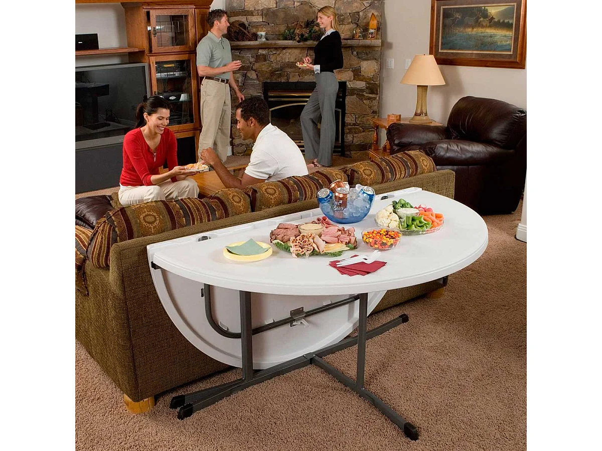 Mesa plegable Lifetime 8 personas forma redonda blanco Ø152x75,5 cm