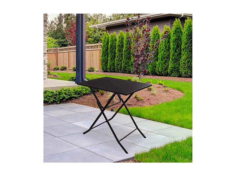 Mesa de jardín Aktive plegable negro 70x70x50 cm