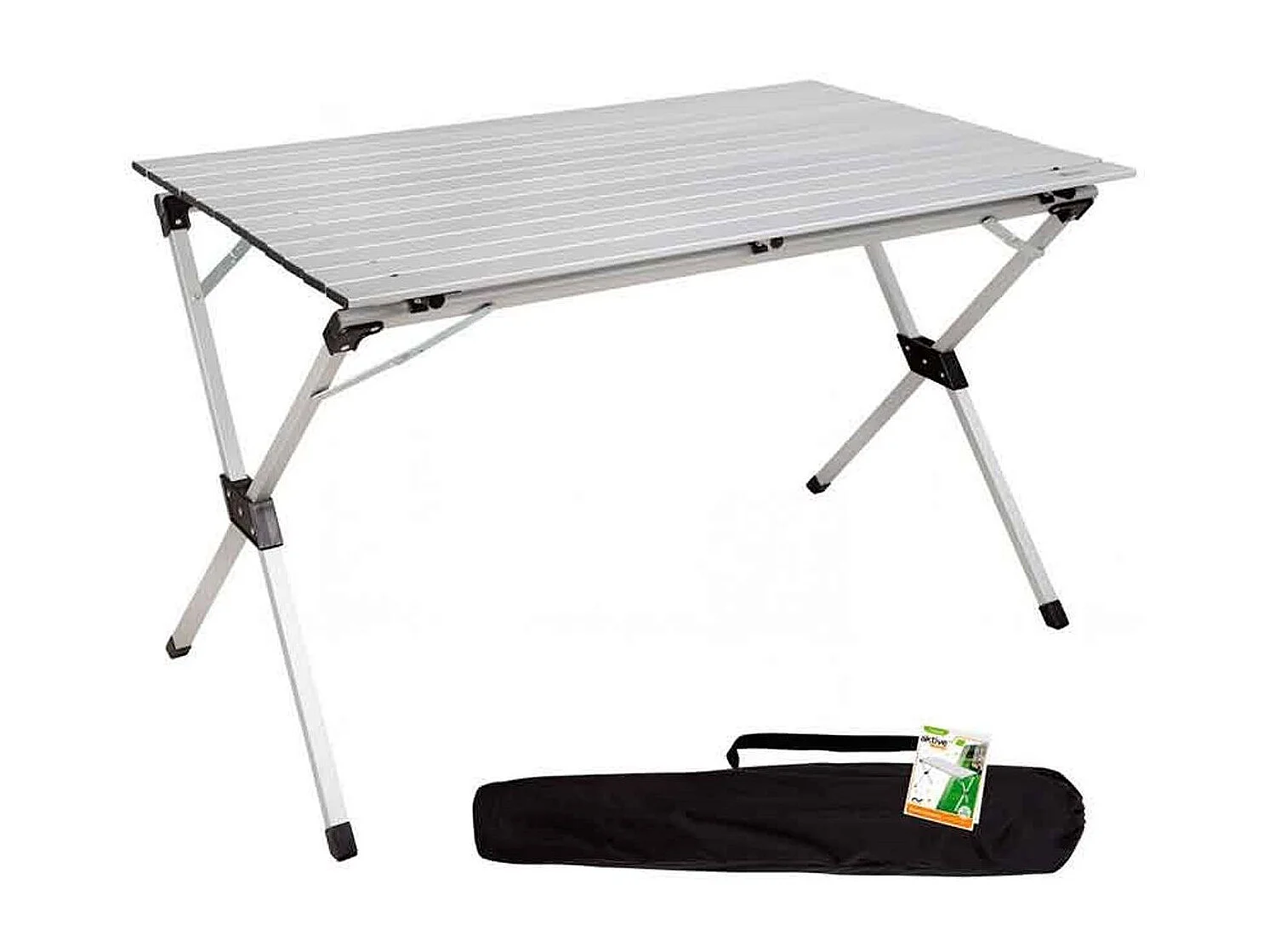 Mesa de camping Aktive plegable con tablero enrollable gris 70x110x70 cm