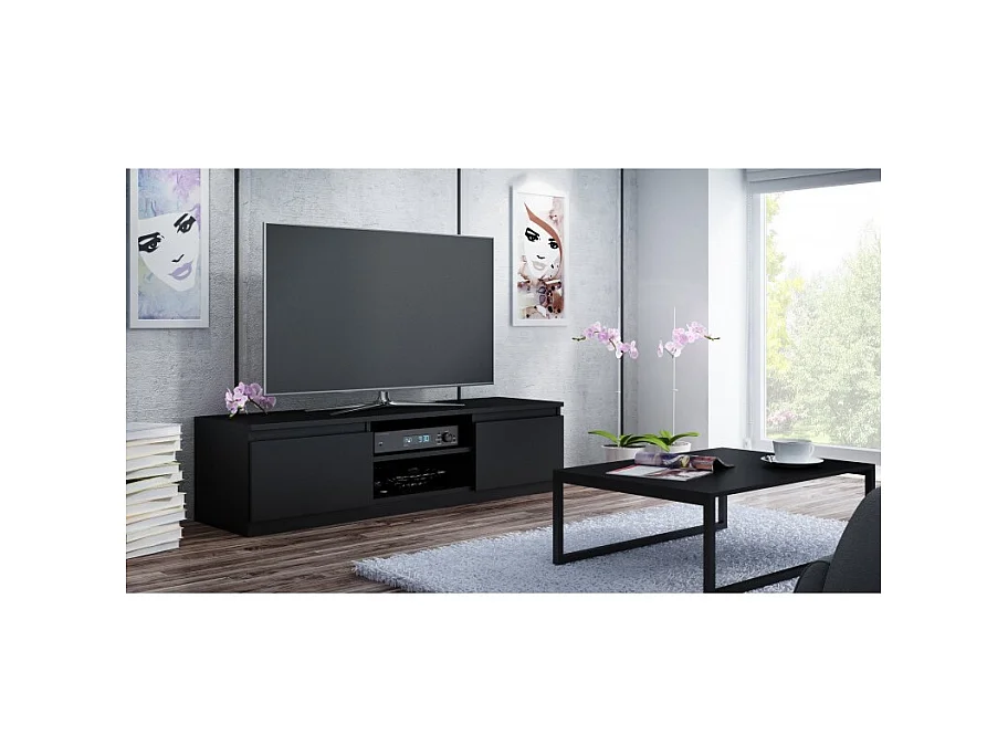 TABLE BASSE AVEC UNITÉ TV 120 CM - NOIR