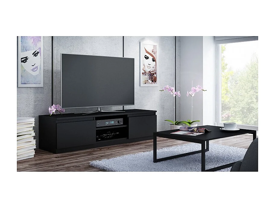 TABLE BASSE AVEC UNITÉ TV 120 CM - NOIR