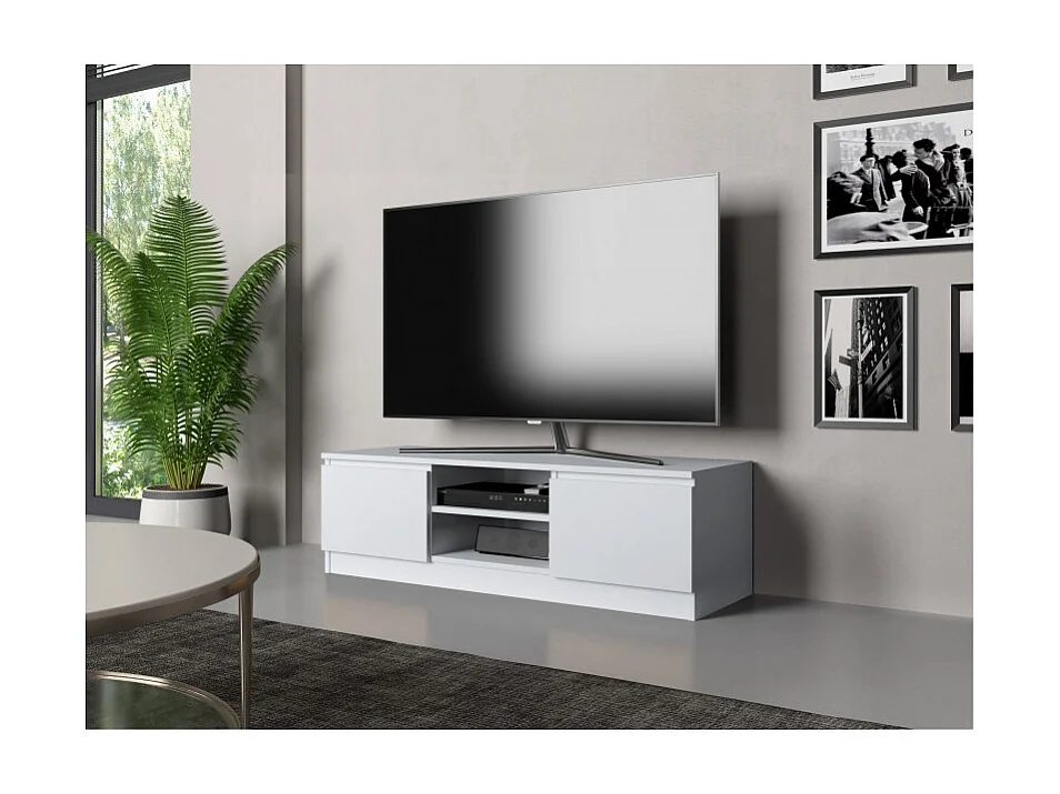 STOLIK KAWOWY Z SZAFKĄ POD TELEWIZOR BIAŁY MATOWY