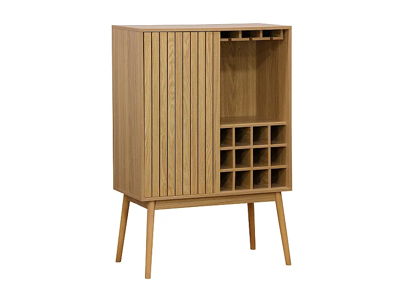 Mueble botellero Trend 1 puerta 12 botellas + colgador de copas madera 120x80x40 cm Adec