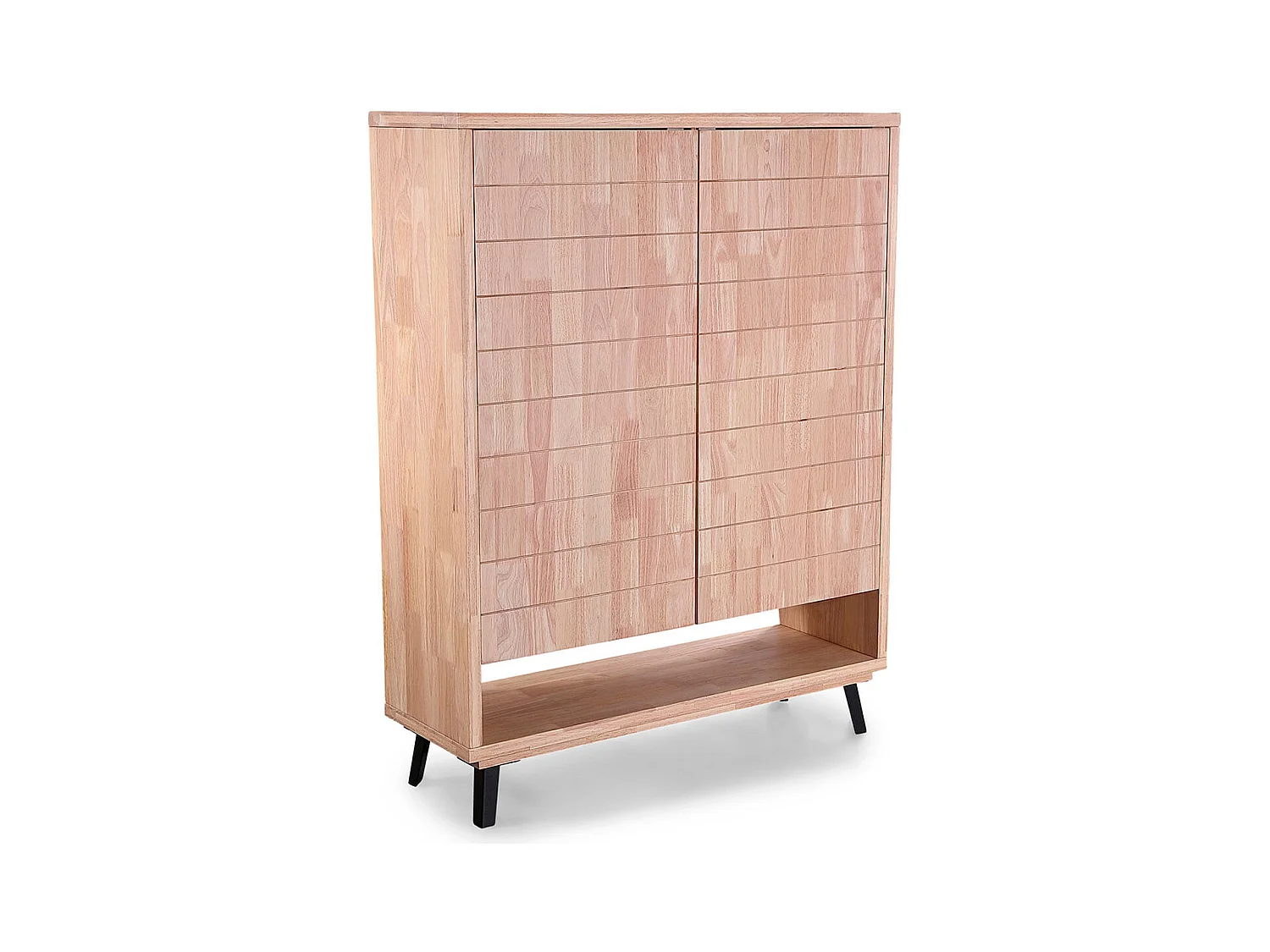 Consola alta Berg 2 puertas diseño de líneas roble Nordish/negro 156x120x40 cm Adec