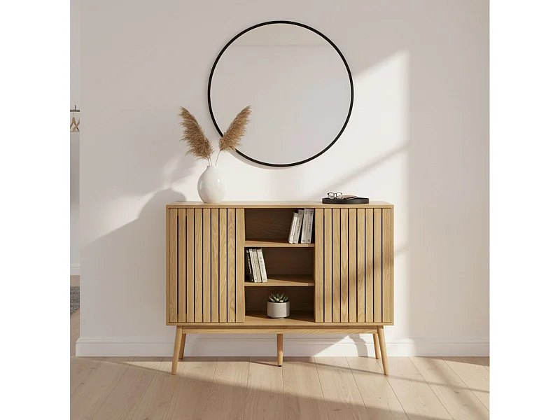 Consola baja Trend 2 puertas correderas + 2 cajones natural 90x115x40 cm Adec