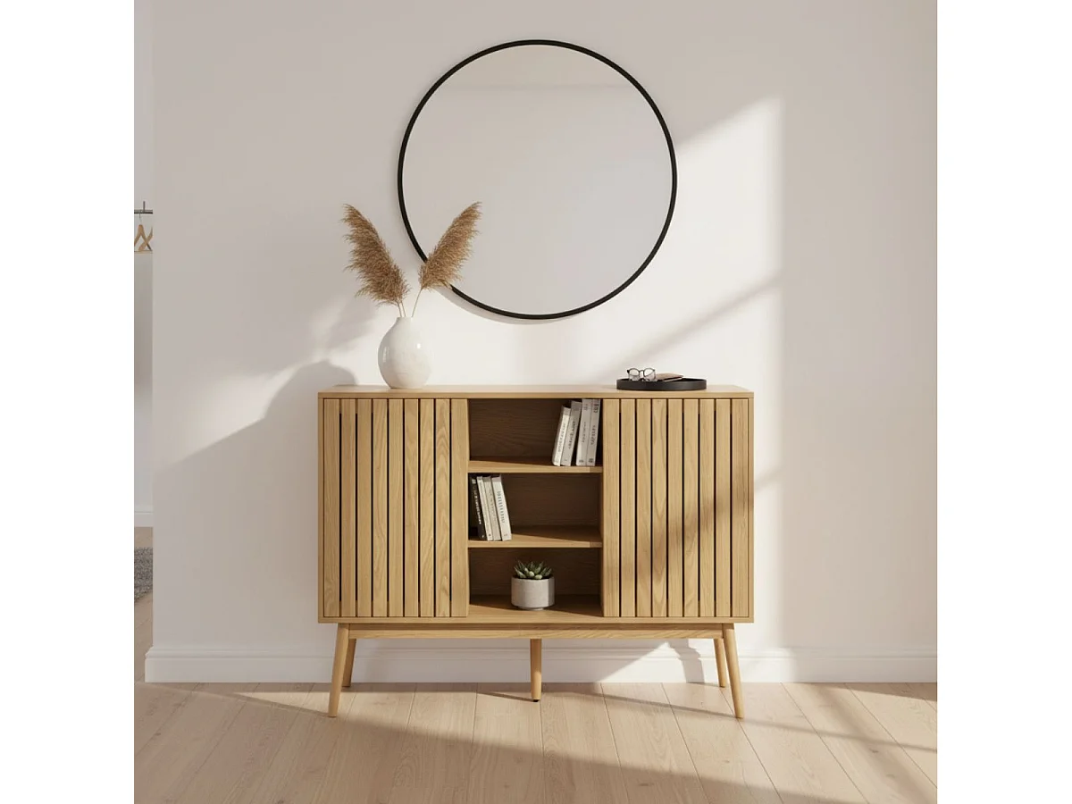 Consola baja Trend 2 puertas correderas + 2 cajones natural 90x115x40 cm Adec