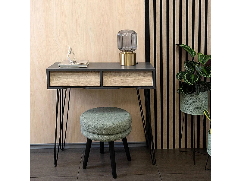 Mueble recibidor MOA Vinthera 2 cajones negro/natural 76x80x30 cm