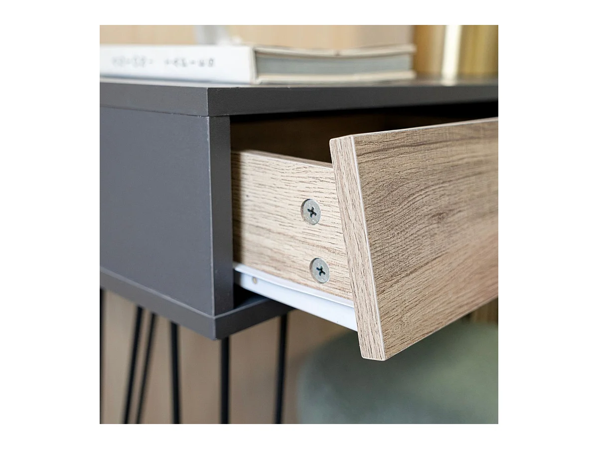 Mueble recibidor MOA Vinthera 2 cajones negro/natural 76x80x30 cm