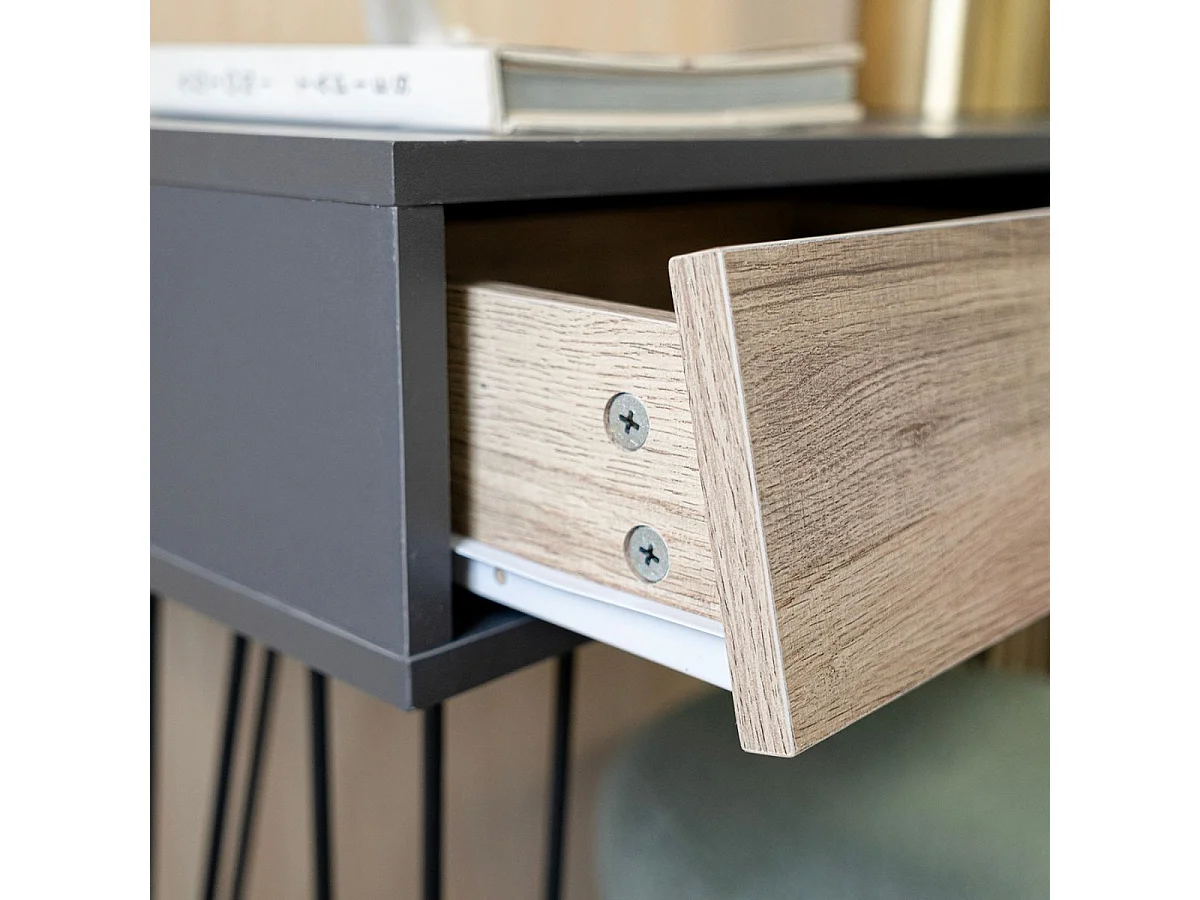 Mueble recibidor MOA Vinthera 2 cajones negro/natural 76x80x30 cm