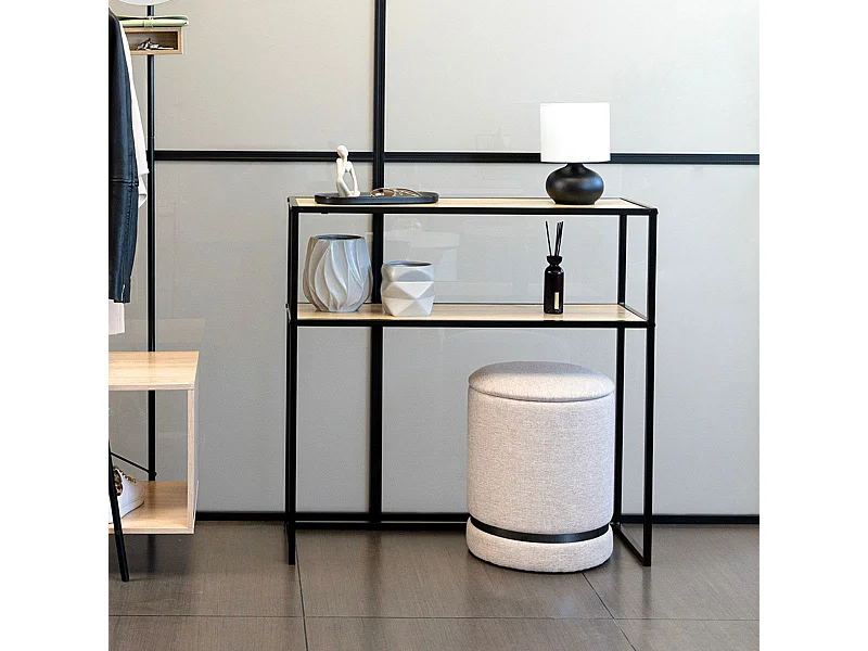 Consola MOA Vinthera 2 estantes metal negro 77x78x27 cm