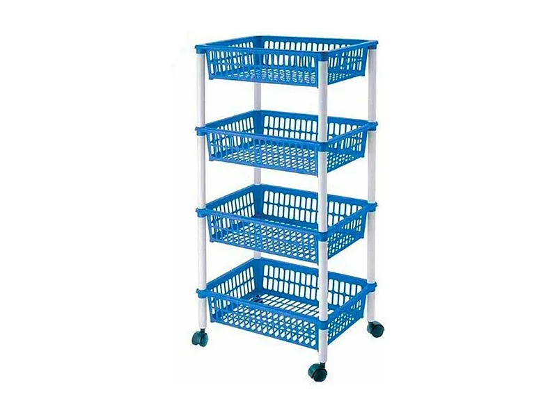 Carrito auxiliar Tontarelli 4 niveles con ruedas azul/blanco 85x40x29 cm