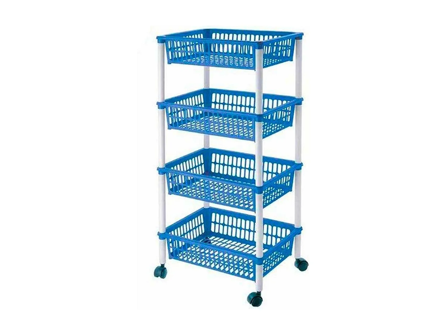Carrito auxiliar Tontarelli 4 niveles con ruedas azul/blanco 85x40x29 cm