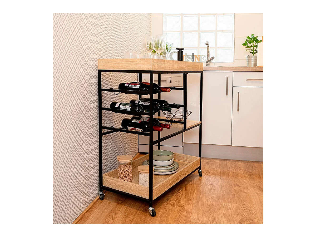 Carrito multiusos MOA Vinthera con ruedas madera 92x75x40 cm