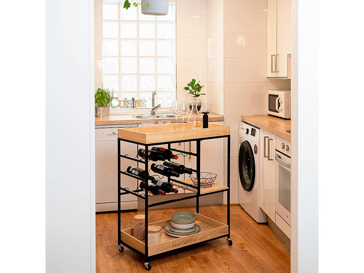 Carrito multiusos MOA Vinthera con ruedas madera 92x75x40 cm