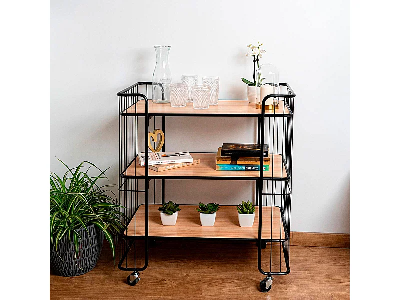 Carrito multiusos MOA Vinthera con ruedas madera 85,5x75x45 cm