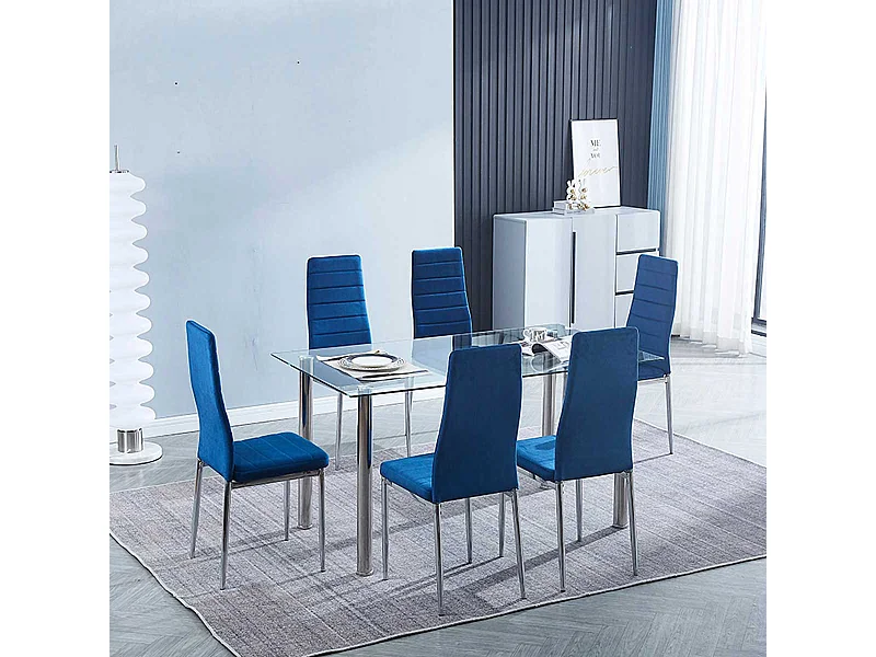 Conjunto de comedor Avatar X 1 mesa + 6 sillas azul
