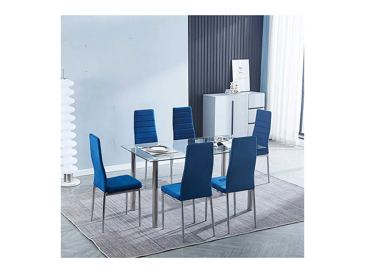 Conjunto de comedor Avatar X 1 mesa + 6 sillas azul