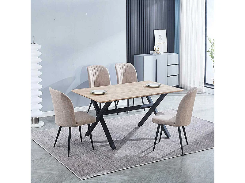 Conjunto de comedor 1 mesa Royce + 4 sillas Rory beige