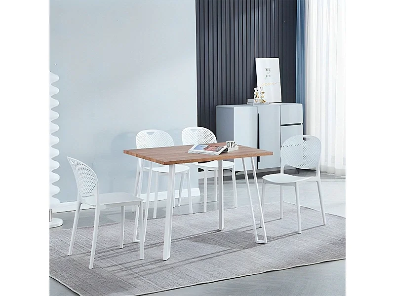 Conjunto de comedor Jansen 1 mesa + 5 sillas madera/blanco