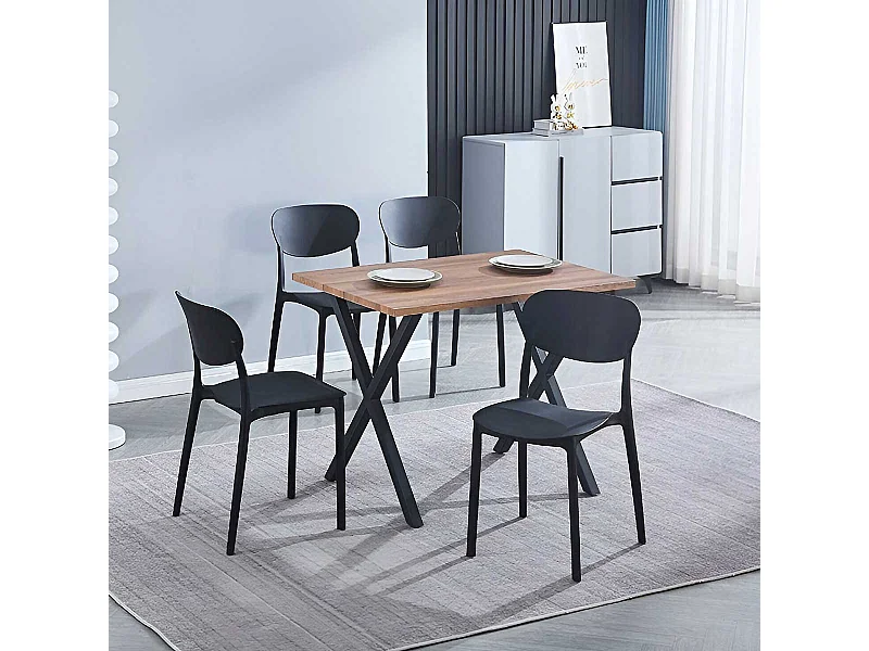 Conjunto de comedor Videl 1 mesa + 5 sillas roble/negro