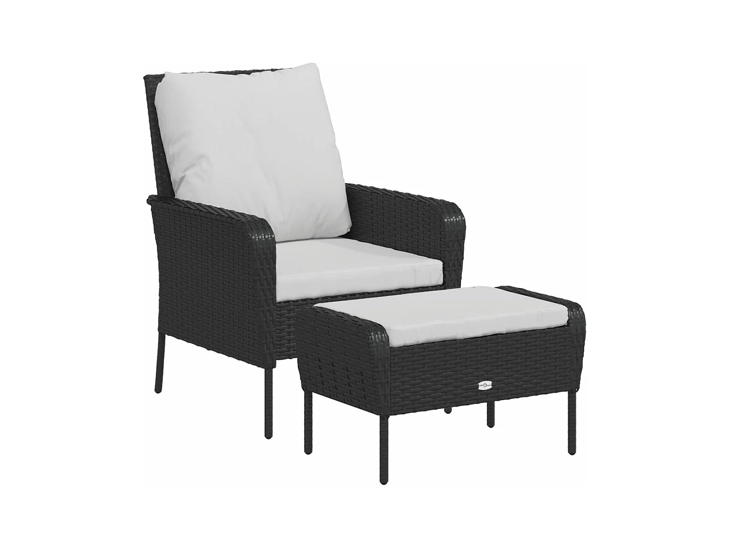 Chaise de jardin avec tabouret noir résine tressée