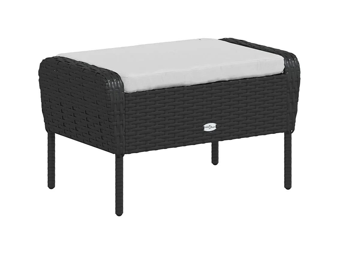 Chaise de jardin avec tabouret noir résine tressée