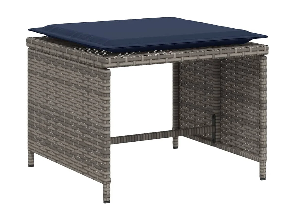 Chaise de jardin avec tabouret gris résine tressée