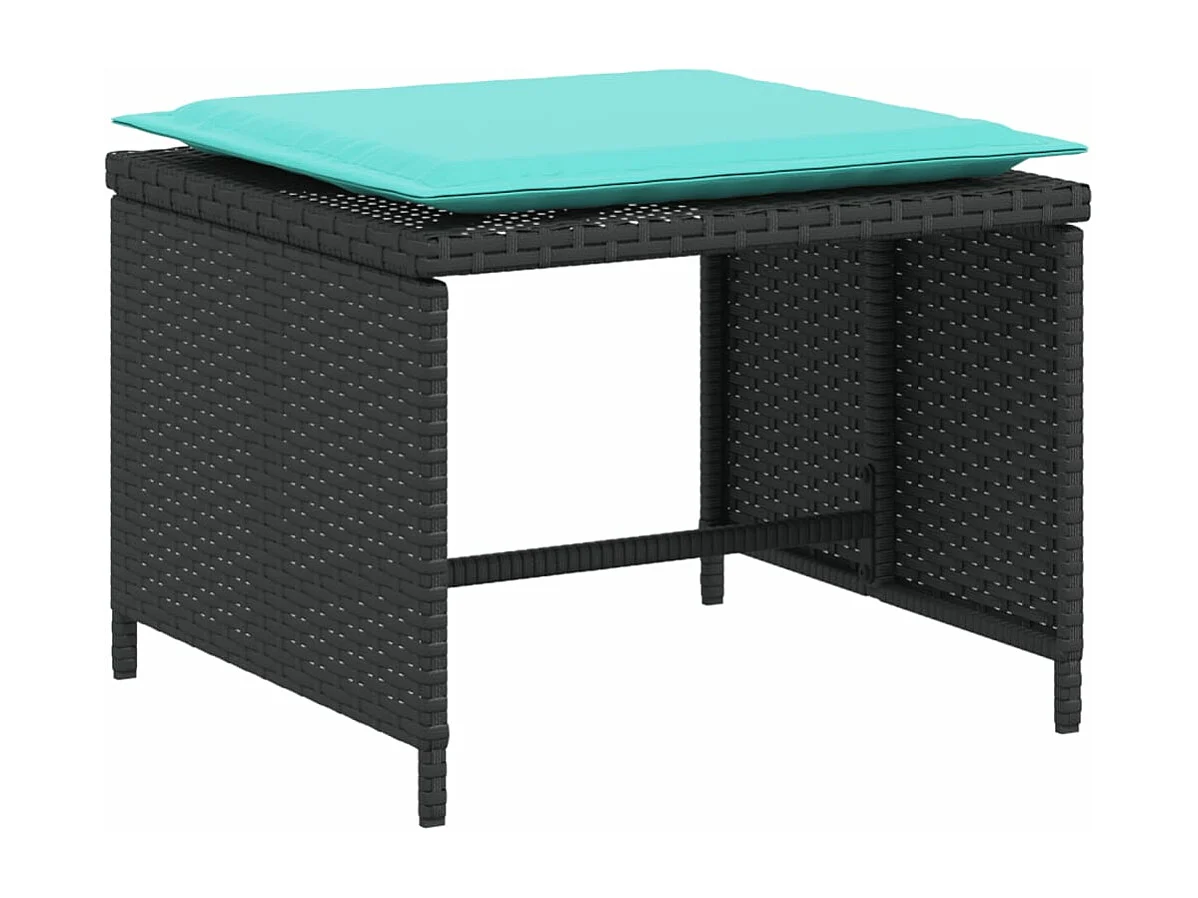 Chaise de jardin avec tabouret noir résine tressée