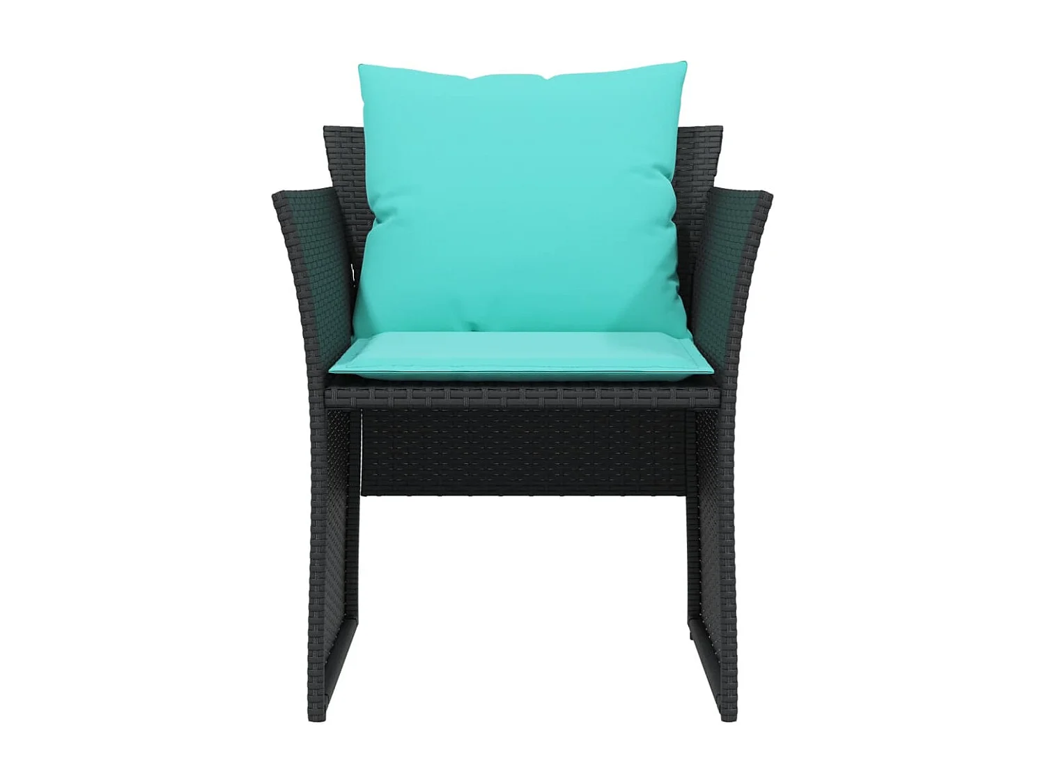 Sedia da giardino con sgabello nero in resina intrecciata