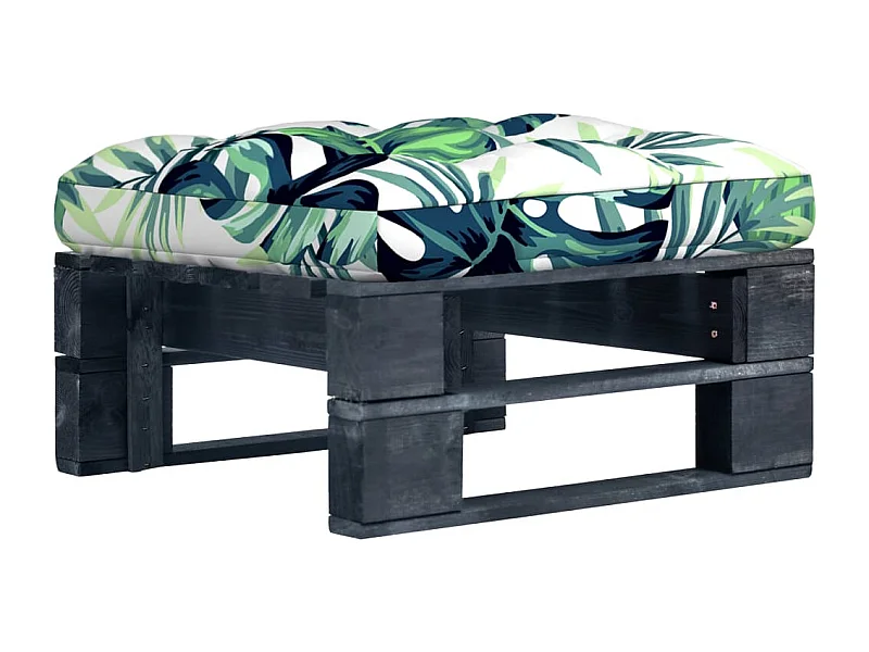 Pouf da giardino in pallet nero realizzato in legno di pino impregnato