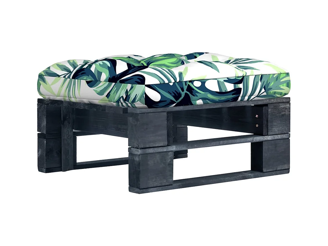 Pouf da giardino in pallet nero realizzato in legno di pino impregnato