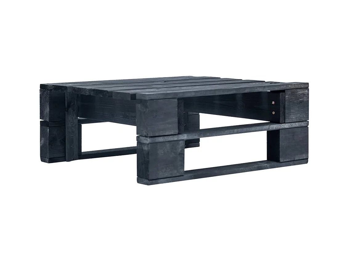 Pouf da giardino in pallet nero realizzato in legno di pino impregnato