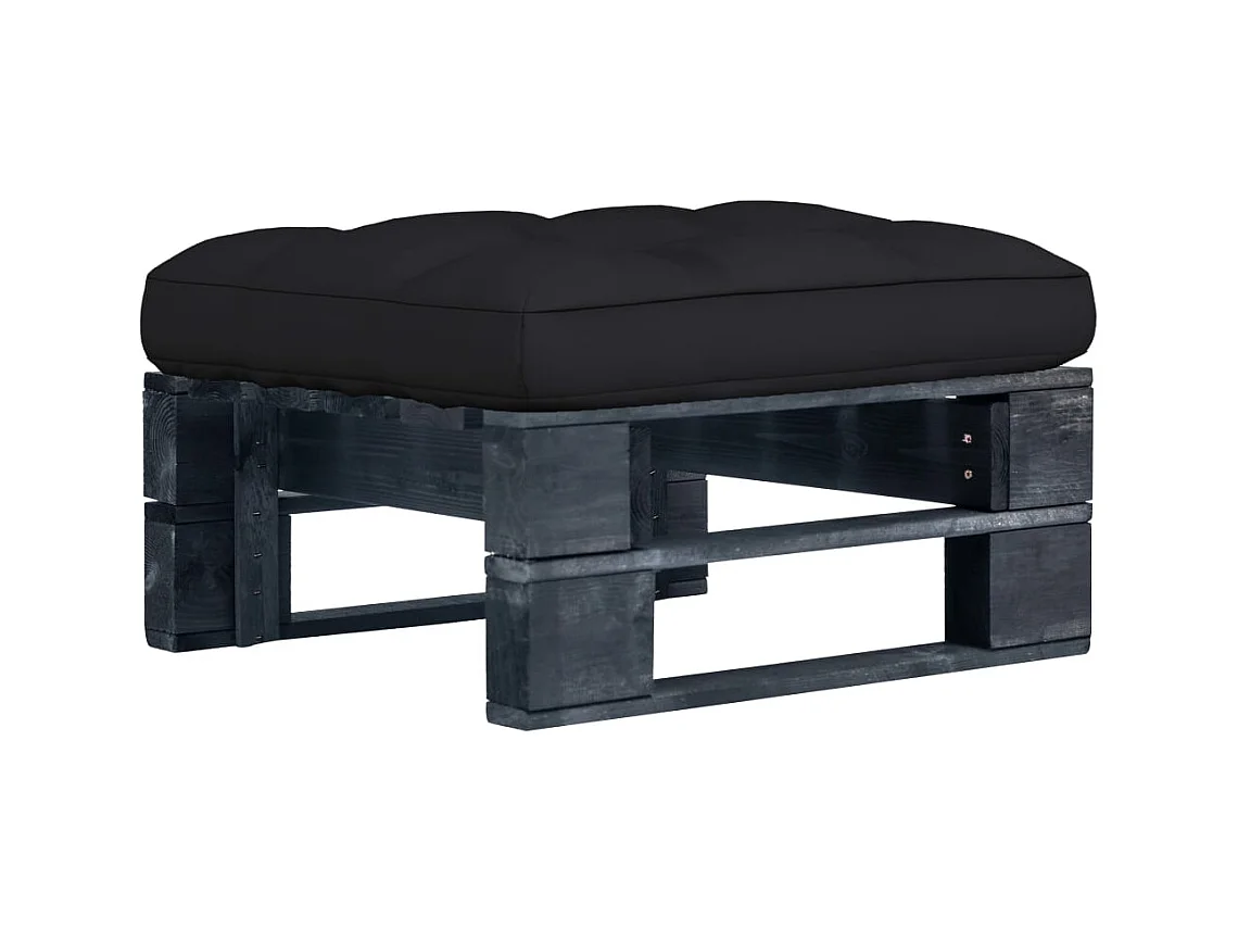 Pouf palette de jardin noir bois de pin imprégné