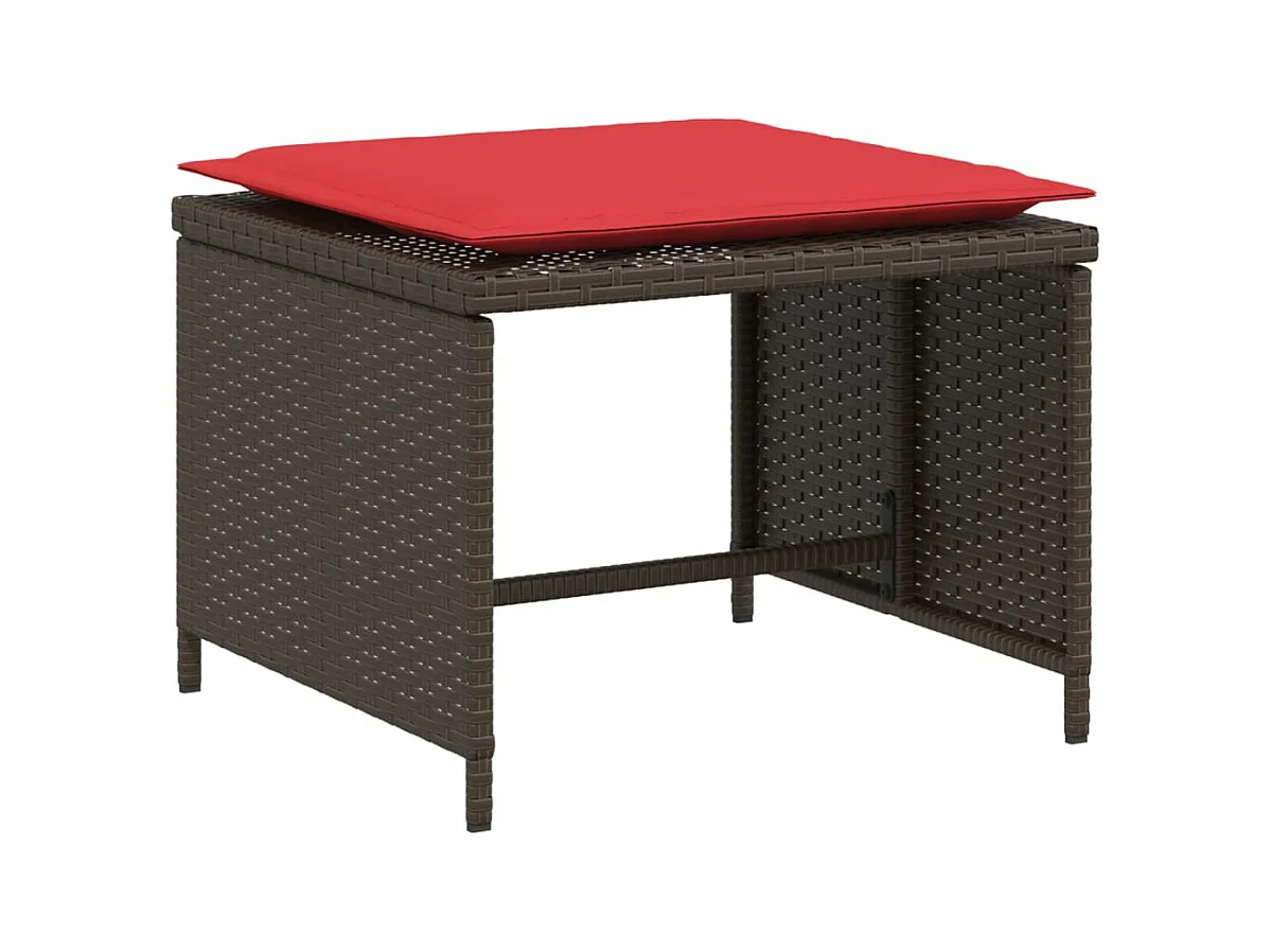 Chaise de jardin avec tabouret marron résine tressée