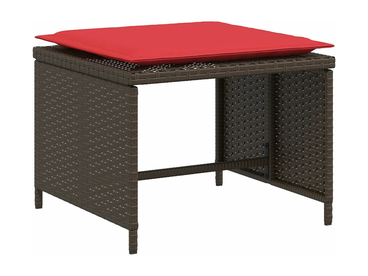 Chaise de jardin avec tabouret marron résine tressée