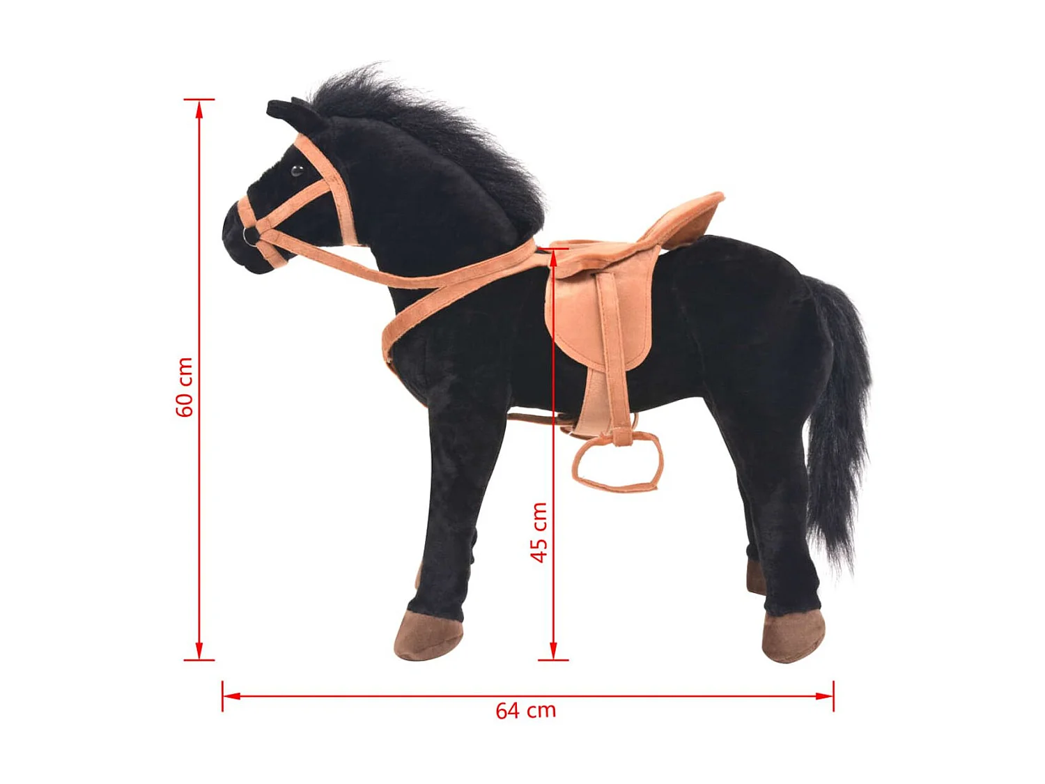 vidaXL Jouet en peluche Cheval Noir