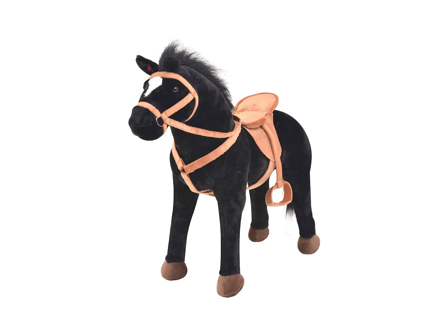 Caballo de juguete de peluche con montura negro 60x64 cm