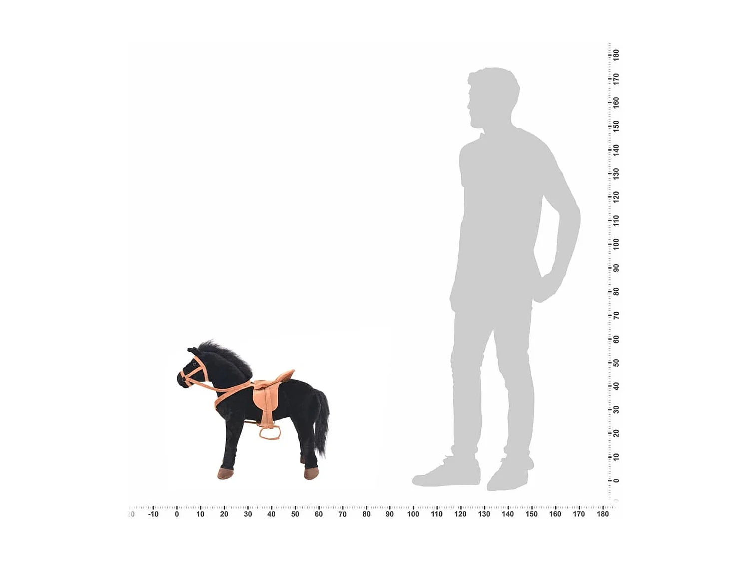 vidaXL Jouet en peluche Cheval Noir