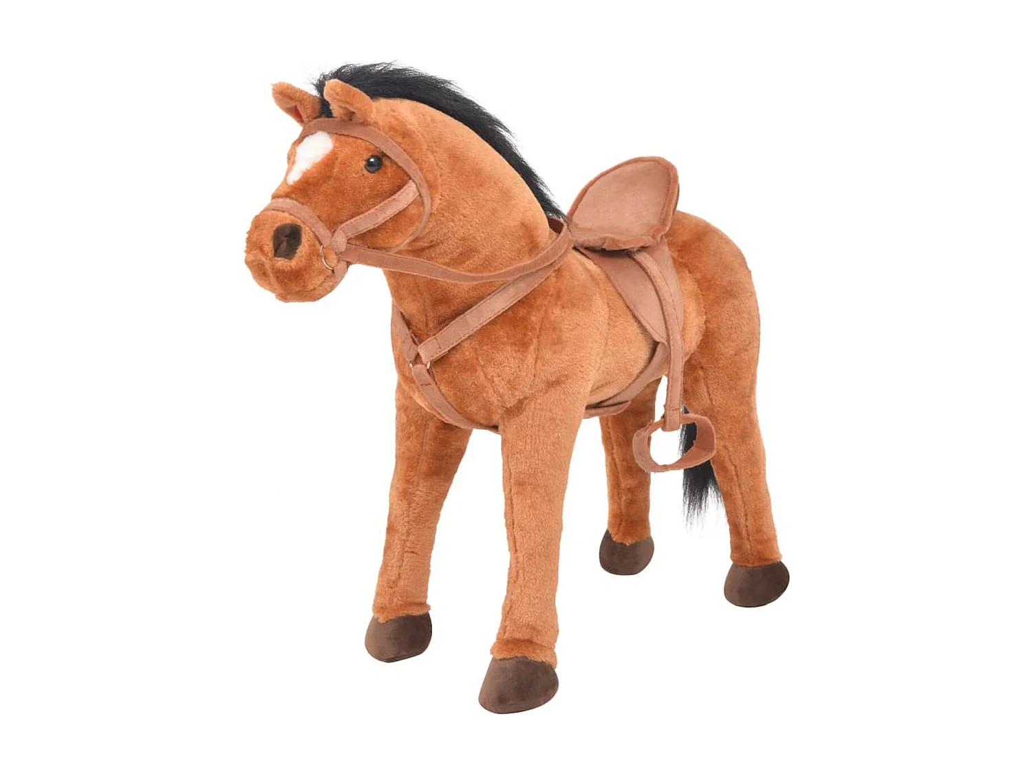 Caballo de juguete de peluche con montura marrón 60x64 cm