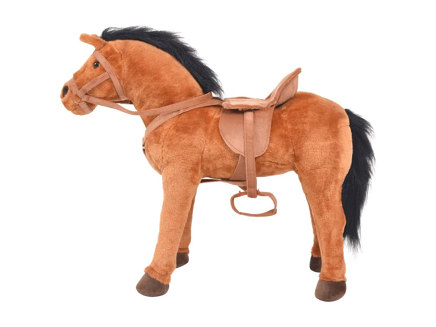 Caballo de juguete de peluche con montura marrón 60x64 cm