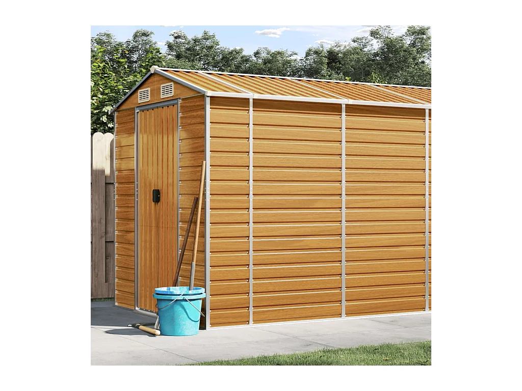 Casetta da giardino marrone chiaro 191x980x198 cm in acciaio zincato