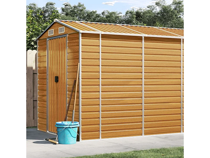 Galpão de jardim marrom claro 191x980x198 cm aço galvanizado