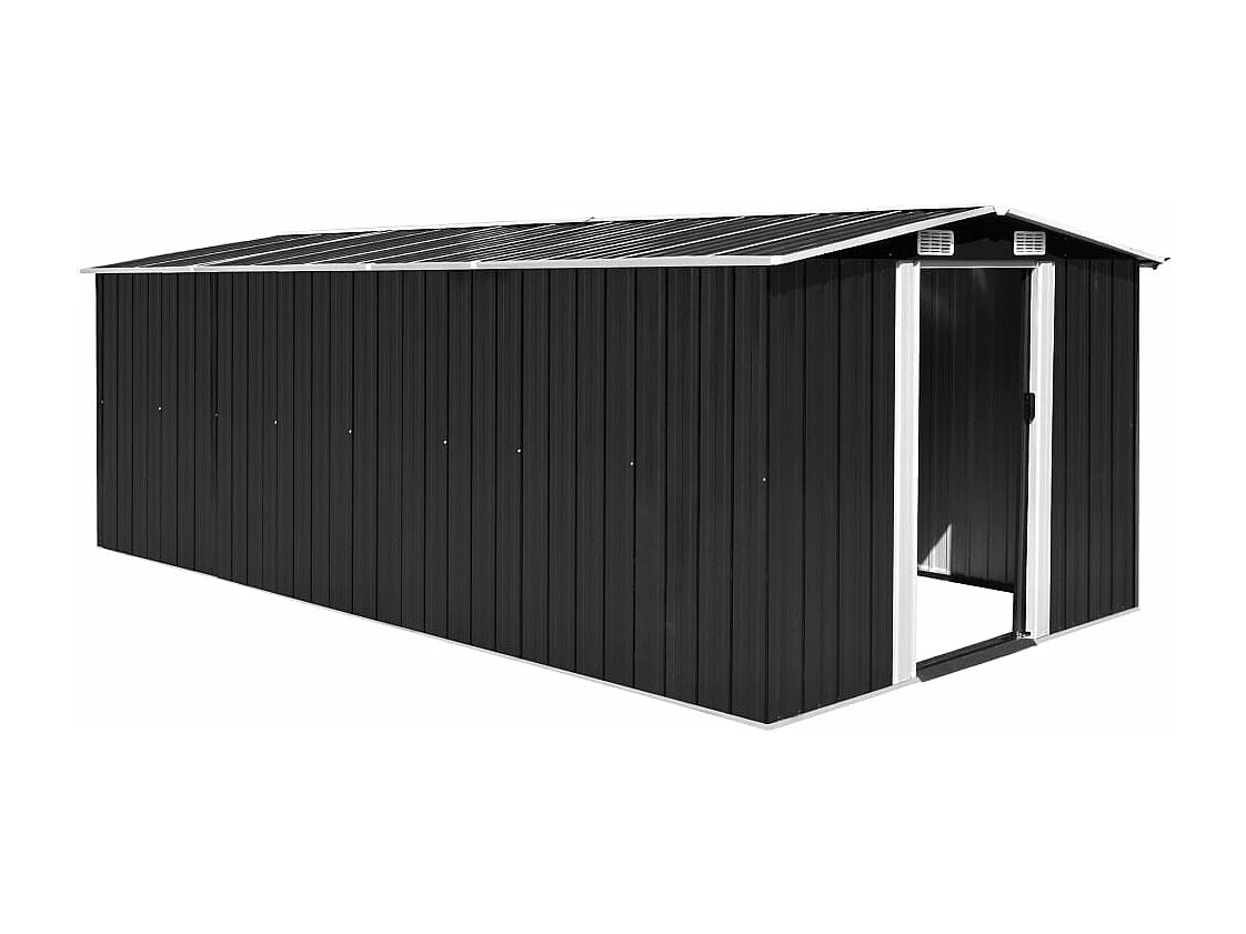 Caseta de jardín 257x489x181 cm metal antracita