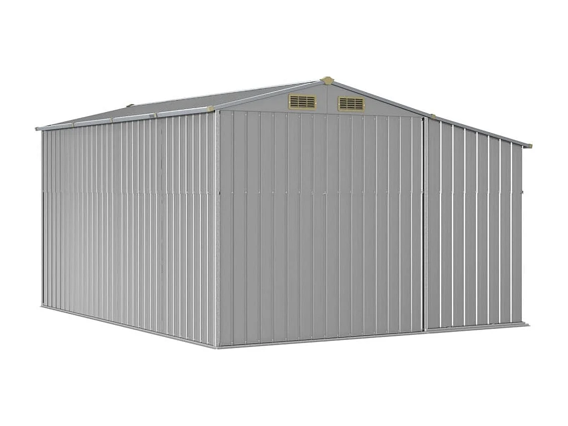 Graues Gartenhäuschen 277x365,5x179 cm aus verzinktem Stahl