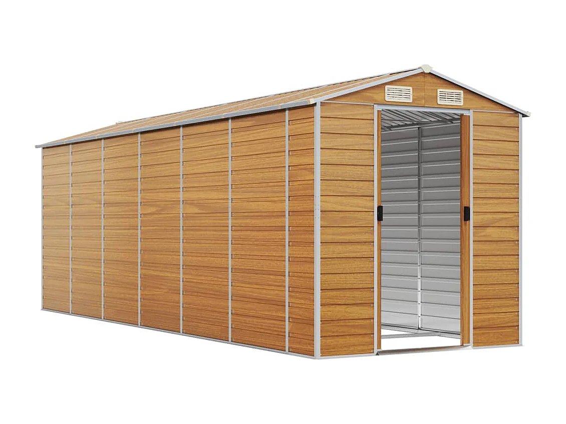 Casetta da giardino marrone chiaro 191x555x198 cm in acciaio zincato