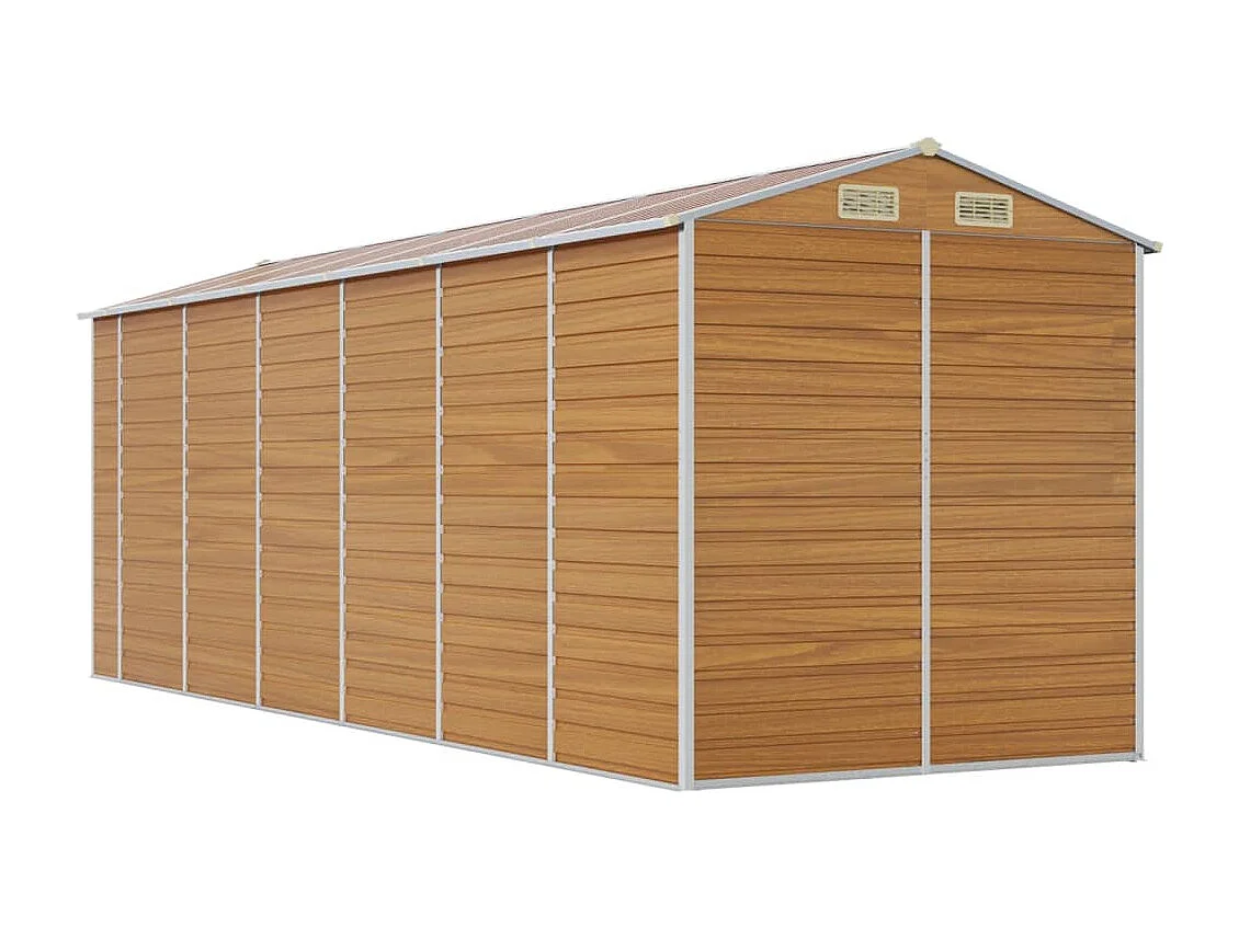 Casetta da giardino marrone chiaro 191x555x198 cm in acciaio zincato