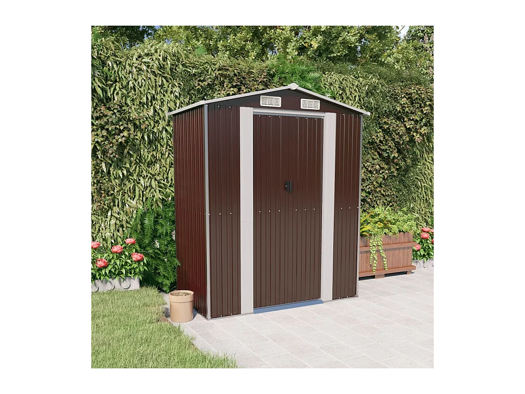 Abri de jardin Marron foncé 192x108x223 cm Acier galvanisé