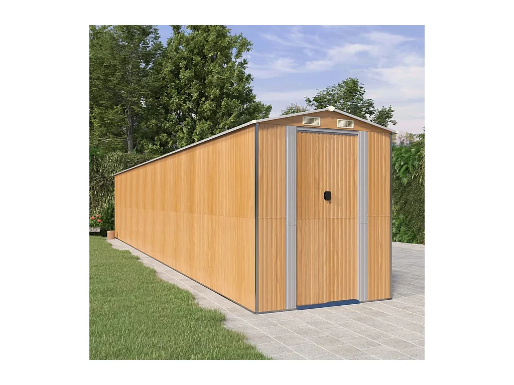 Casetta da giardino Marrone chiaro 192x1021x223 cm Acciaio zincato