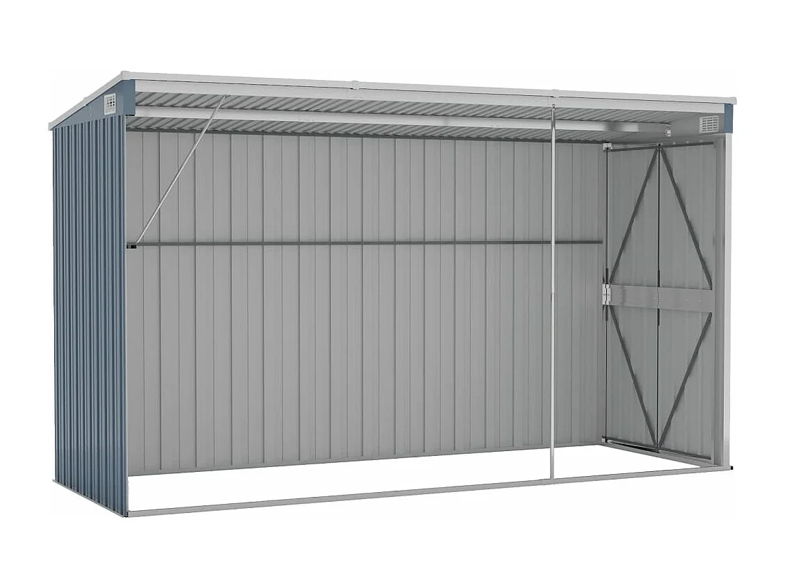 Abri de jardin mural Gris 118x288x178 cm Acier galvanisé