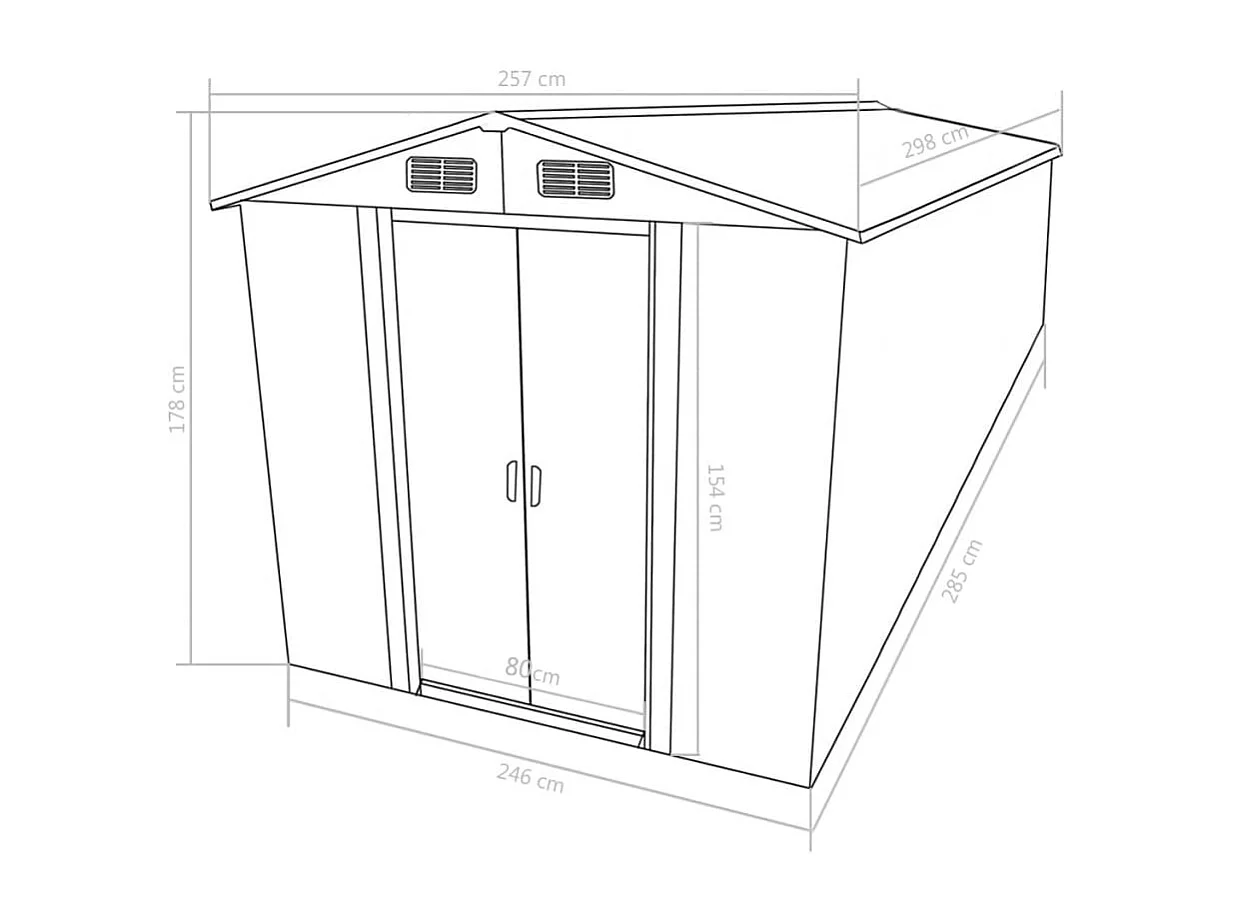 Casetta da giardino 257x298x178 cm Metallo marrone